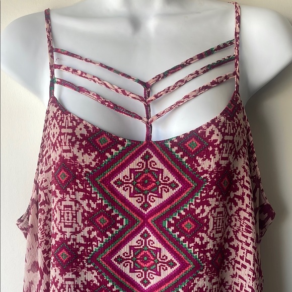 Maurices Red Asymmetrical Tiered Sundress Casual - Picture 3 of 11